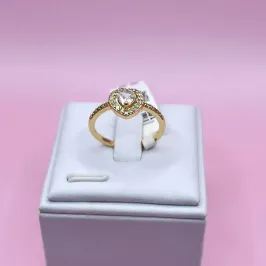 Anel Coração Zircônia e Pedra