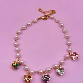 Pulseira Pérolas Pedras Coloridas