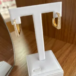 Brinco Argola Quadrada Cravejada