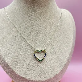 Choker Prata Coração Brasil
