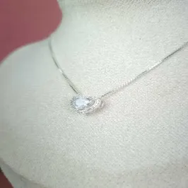 Colar Prata Coração Cravejado