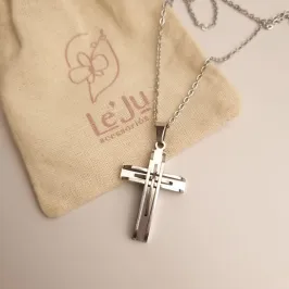 Colar Inox Elo com Cruz