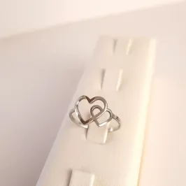 Anel Inox Coração Duplo
