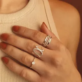 Anel Prata Formas Vazado