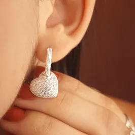 Brinco Prata Pingente Coração