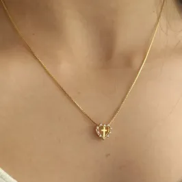 Colar Cruz Coração