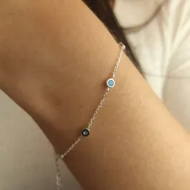 Pulseira Prata Pedra Azul