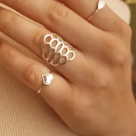 Anel Prata Gomos Vazados