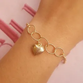 Pulseira Elos com Coração Grande