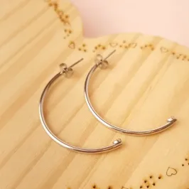 Brinco Steel Argola Meia Lua