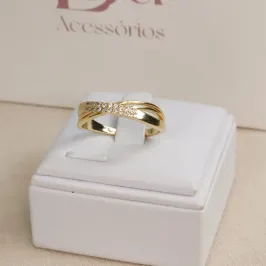 Anel Duplo X em Zircônia