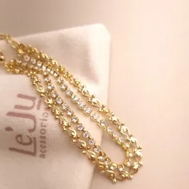 Pulseira Dupla Zircônia e Elos