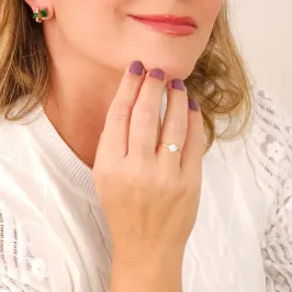 Anel Zircônia Quadrada e Cravejado Coleção Dia das Mães