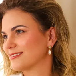 Brinco Pérola com Zircônia