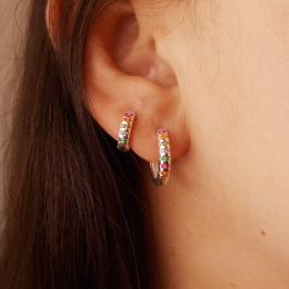 Brinco Prata Tranqueta Colorido M