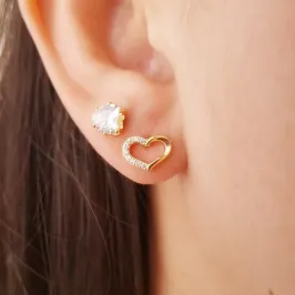 Brinco Zircônia Coração
