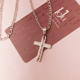 Cordão Masculino Steel 3x1 Crucifixo