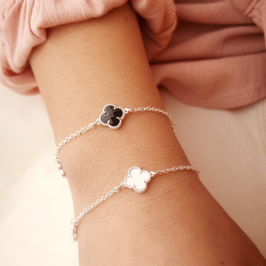 Pulseira Prata VanCleef Pedra Preta