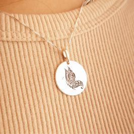 Colar Prata Placa Borboleta - V12