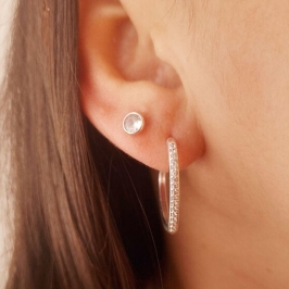 Brinco Argola Cravejada no Banho de Prata