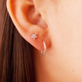 Brinco Prata 925 Sextava com Fecho Encaixe