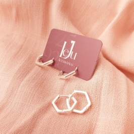 Brinco Tranqueta Sextavada em Prata 925