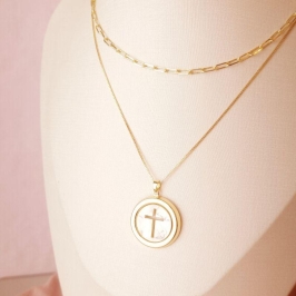 Colar Crucifixo Madrepérola