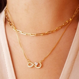 Colar InfinitoZircônia com Coração