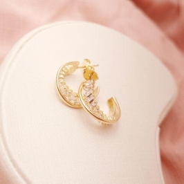 Argola Zircônia Baguete