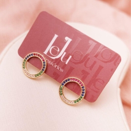 Brinco Círculo Zircônias Coloridas