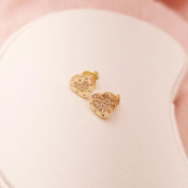Brinco Coração Cravejado