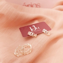 Brinco Prata 925 Tranqueta Coração Vazado