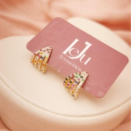 Brinco Zircônias Coloridas