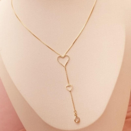 Colar Gravatinha Coração com Ponto de luz