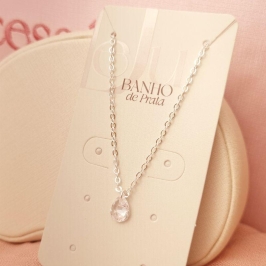 Pulseira Cadeadinho Gota Zircônia em Banho de Prata