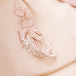 Argola Lux com Fecho Jóia Cravejada Banhado a Prata