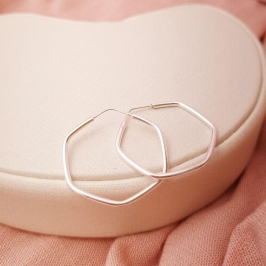 Argola Prata 925 Exágono