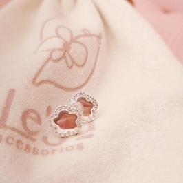 Brinco Prata 925 Trevo com Zircônia