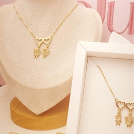 Colar Dois Filhos no Coração - Personalizado