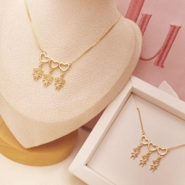 Colar Três Filhos no Coração - Personalizado