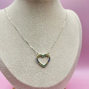 Choker Prata Coração Brasil