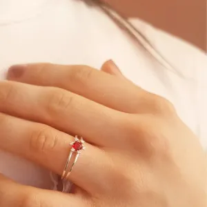 Anel Prata Formatura Duplo Vermelho