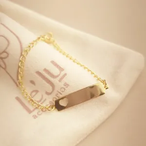 Pulseira Infantil Placa Coração Vazado