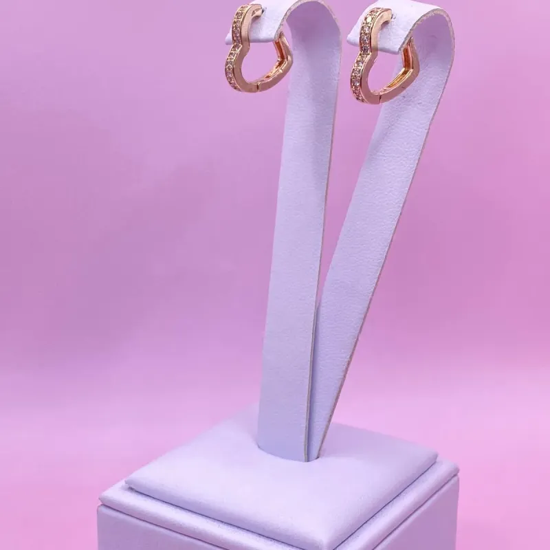 Brinco Argola Cravejado Coração G