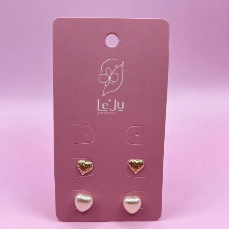 Brinco Duo Coração e Pérola