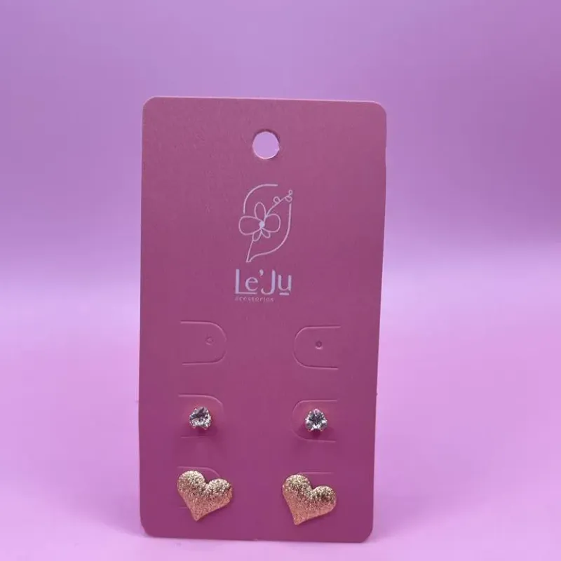 Brinco Duo Coração Zircônia