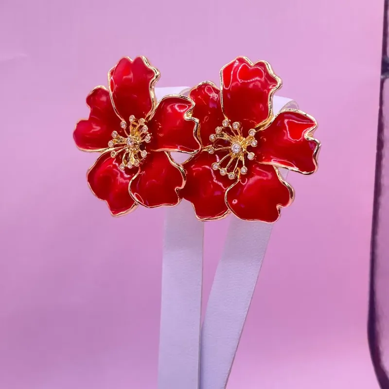 Brinco Flor Esmaltada Grande