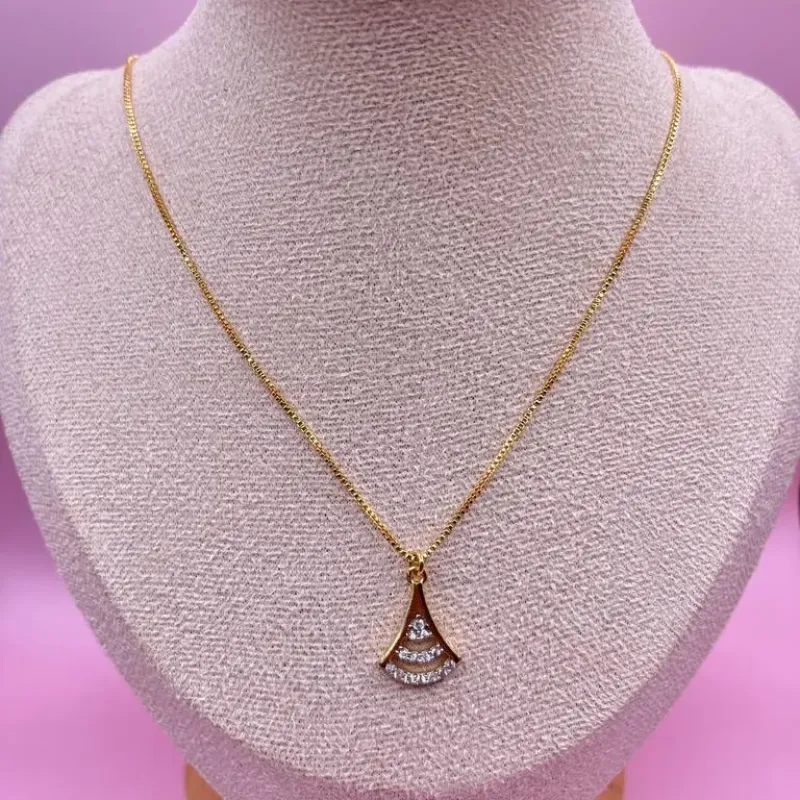 Colar Leque com Zircônias