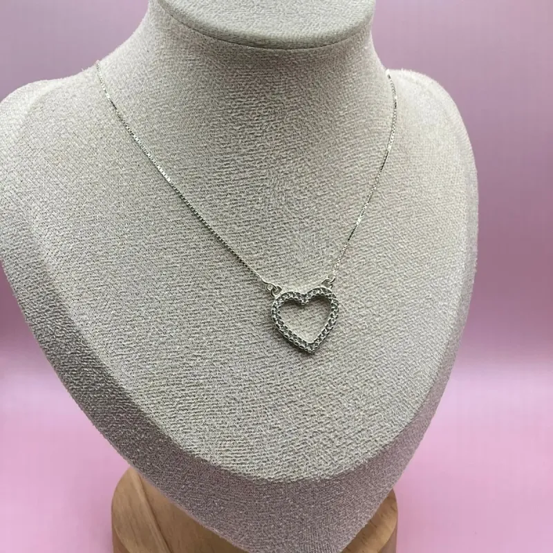 Colar Prata Coração com Zircônias