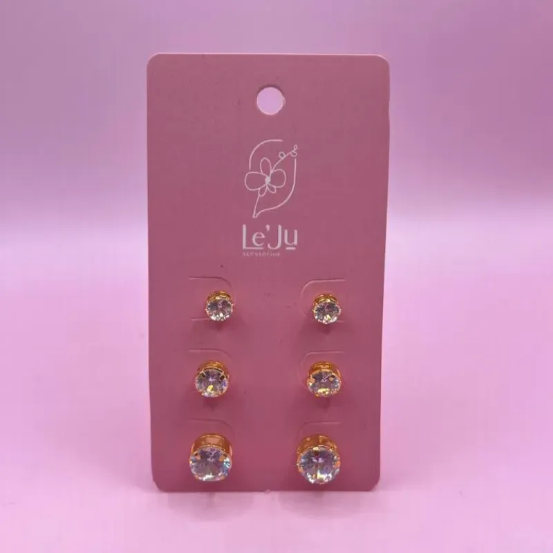 Trio Brincos Zirconia